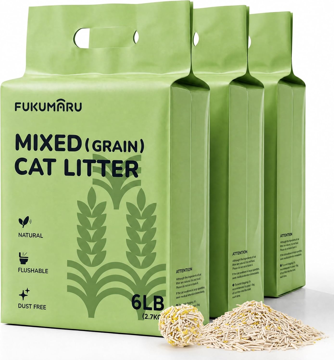 image:imageFUKUMARU Tofu Cat Litter Millet Blend Vanilla Scented Clumping 12 lbLight Vanilla Scent